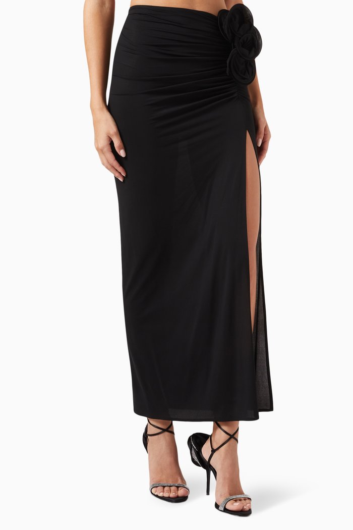 

Slit Midi Skirt in Jersey, Black