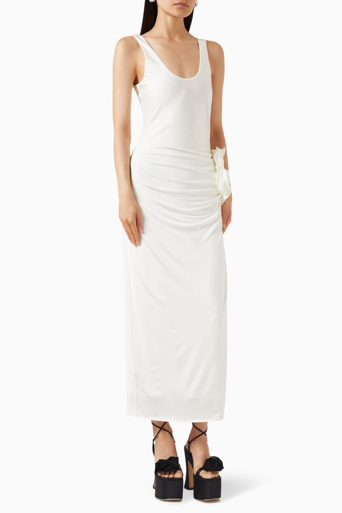 

Scoop-neck Midi Dress in Stretch Viscose-jersey, White