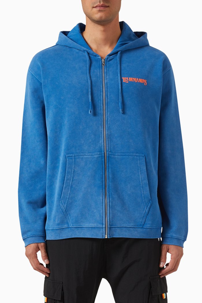 

Zip-up Hoodie in Cotton, Blue