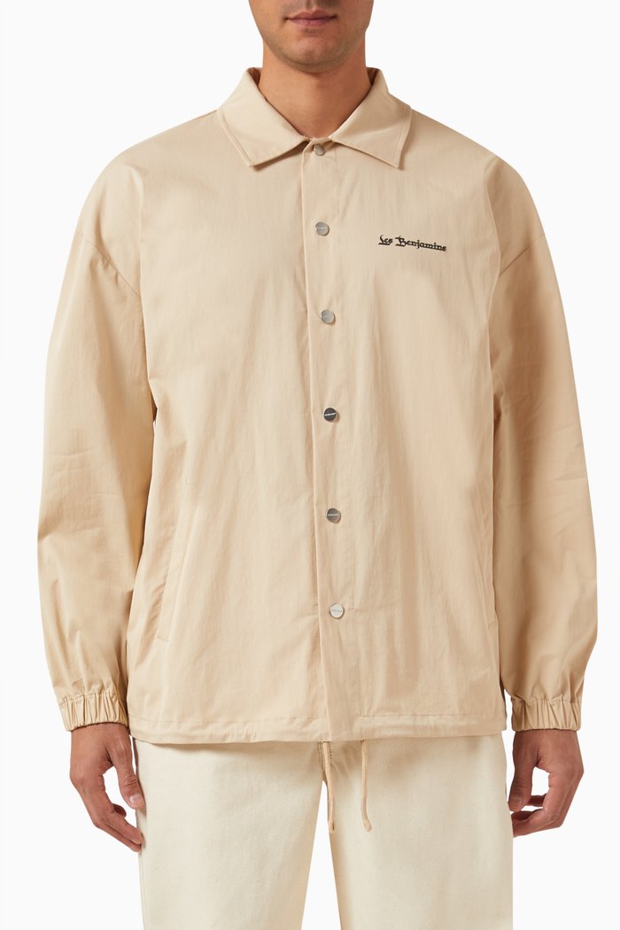 

Embroidered Logo Jacket in Cotton Blend, Neutral