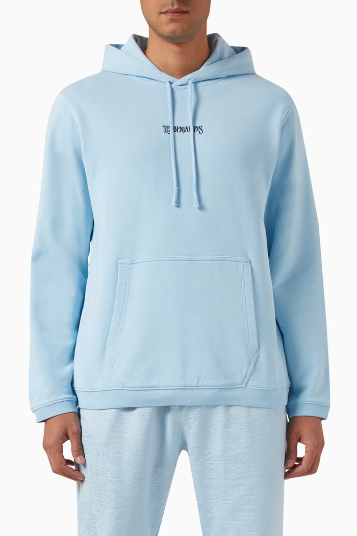 

Printed Hoodie in Fleece, Blue