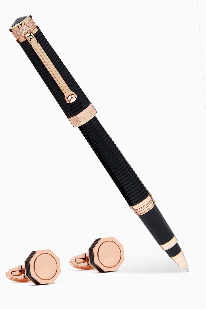 

NeroUno Cufflinks & Ballpoint Pen Set, Black
