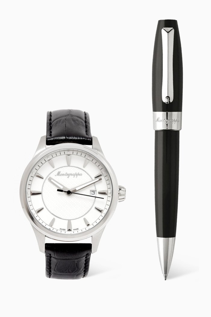 

Fortuna Watch & Ballpoint Pen Set, Black