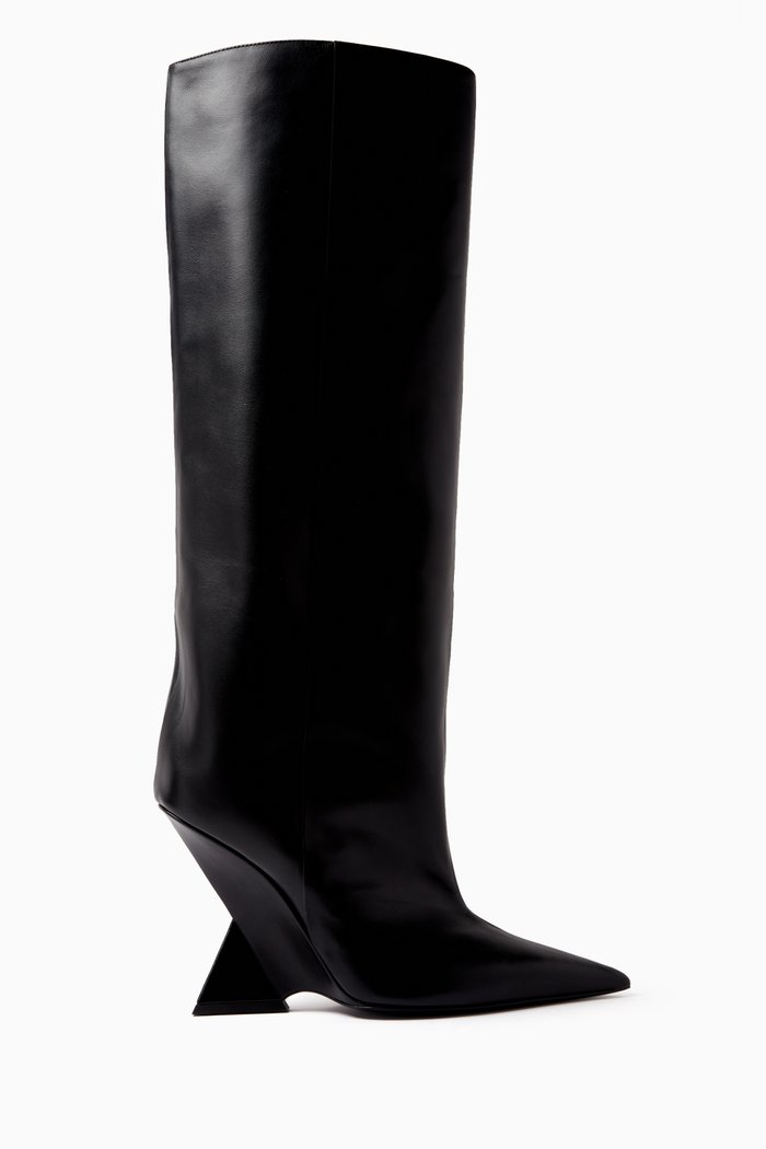 

Cheope 105 Tube Knee-High Boots in Leather, Black