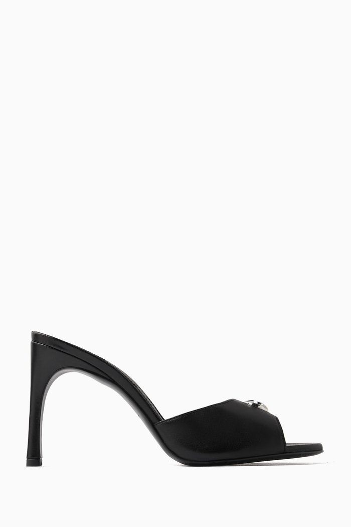 

Logo Plaque 95 Mules in Leather, Black