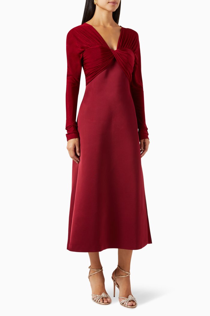 

Maggie Midi Dress in Stretch Silk-jersey, Red