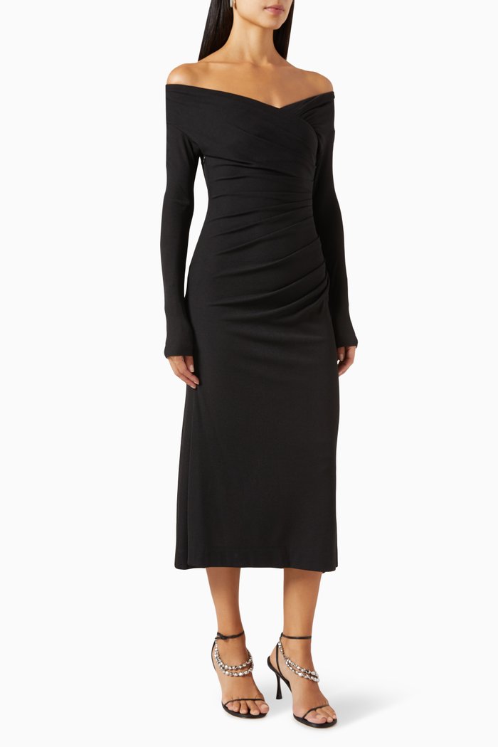 Nancy Midi Dress in Double-jersey Knit, Black