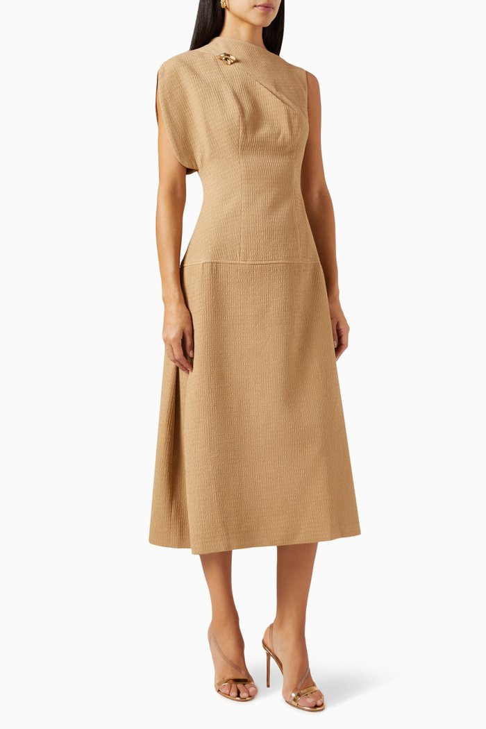 

Clay Midi Dress in Crinkled-poplin, Neutral
