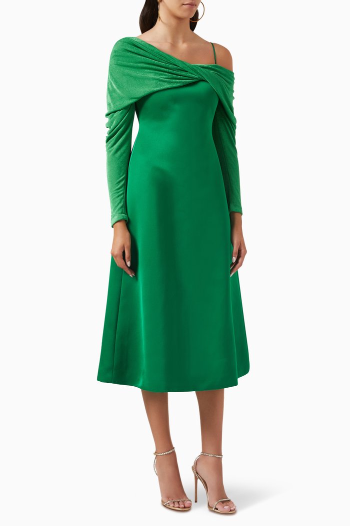 

Phan Midi Dress in Silk-jersey & Scuba, Green