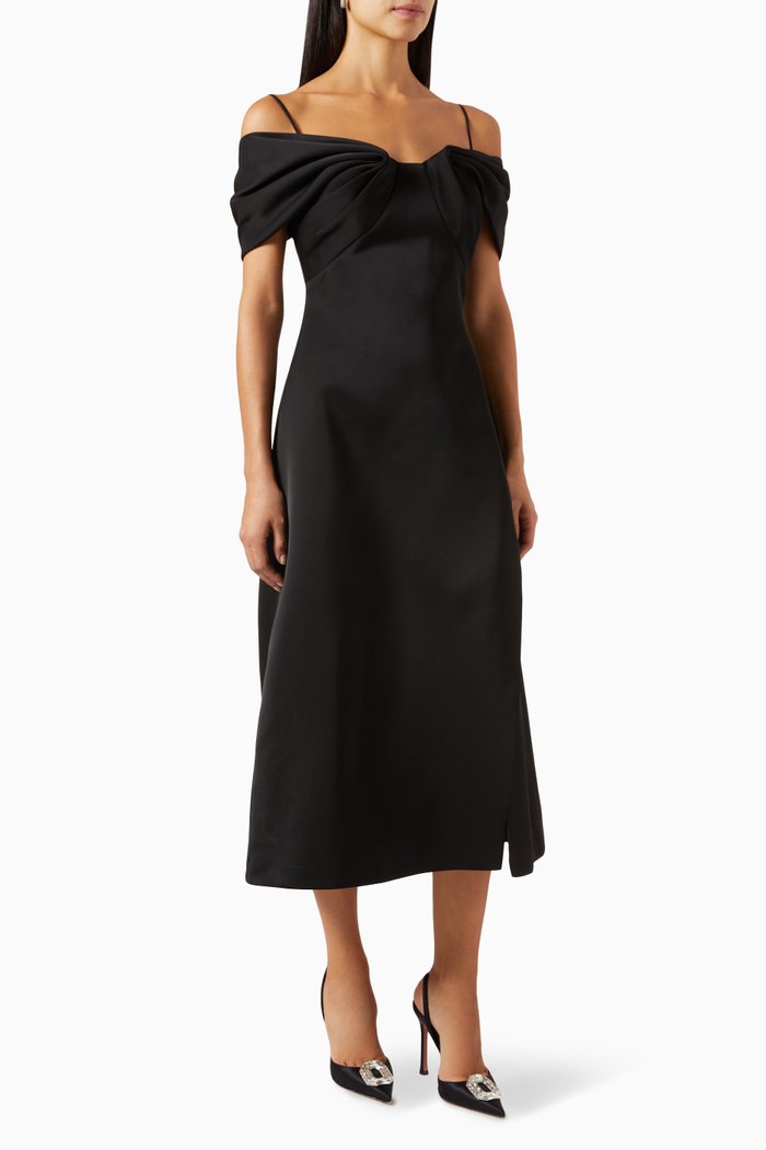 Han Midi Dress in 3D Spandex, Black