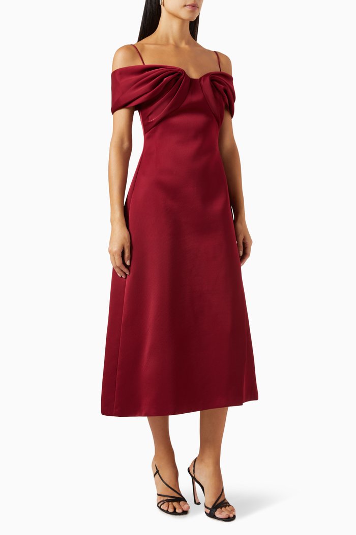 

Han Midi Dress in 3D Spandex, Red
