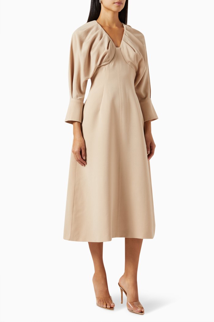 Meranti Midi Dress in Spandex-blend, Neutral