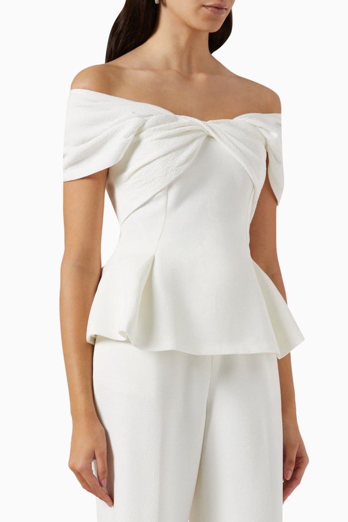 Amelinda Off-shoulder Top in Cotton-spandex, White