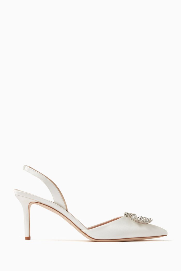 

Edith 70 Slingback Sandals in Satin, Neutral
