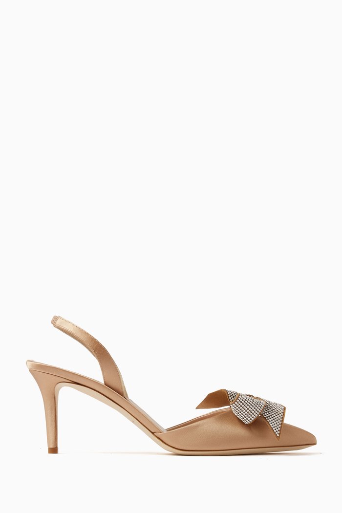 

Emmanuel 70 Slingback Sandals in Satin, Neutral