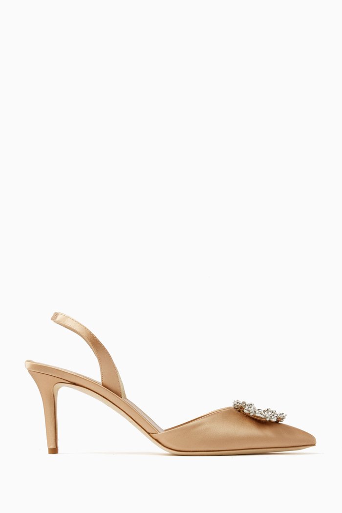 

Edith 70 Slingback Sandals in Satin, Neutral