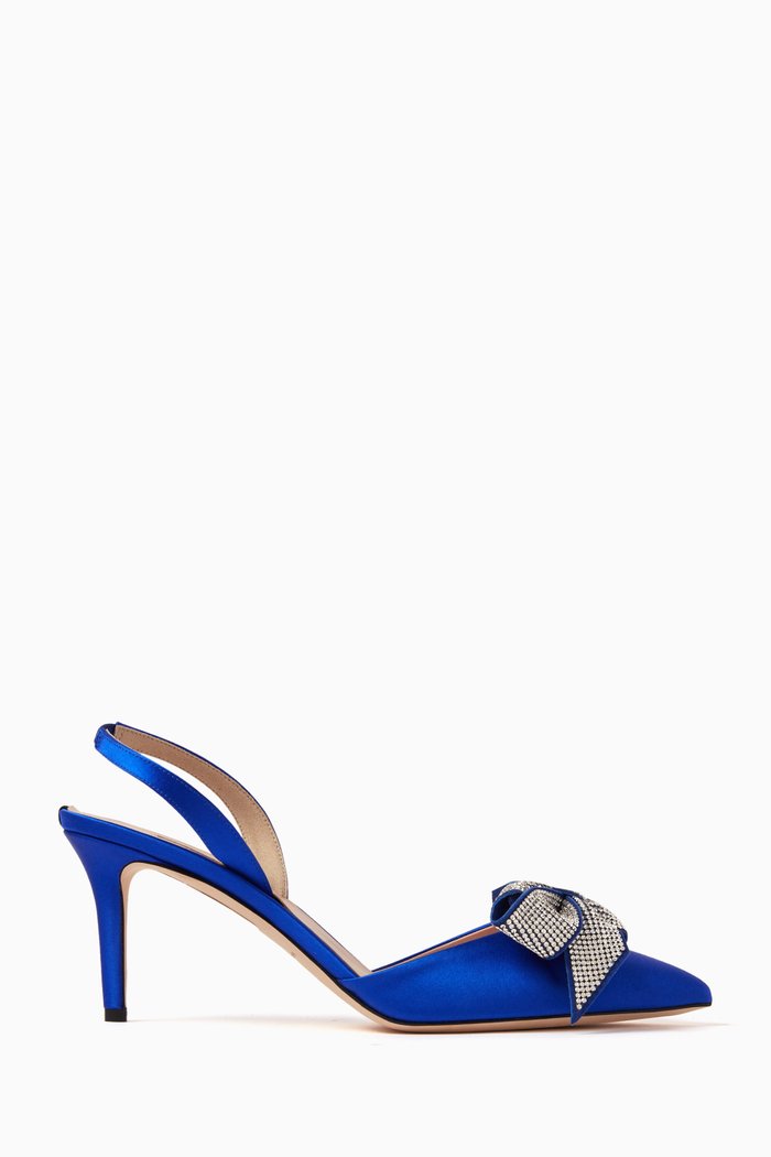 Emmanuel 70 Slingback Sandals in Satin, Blue