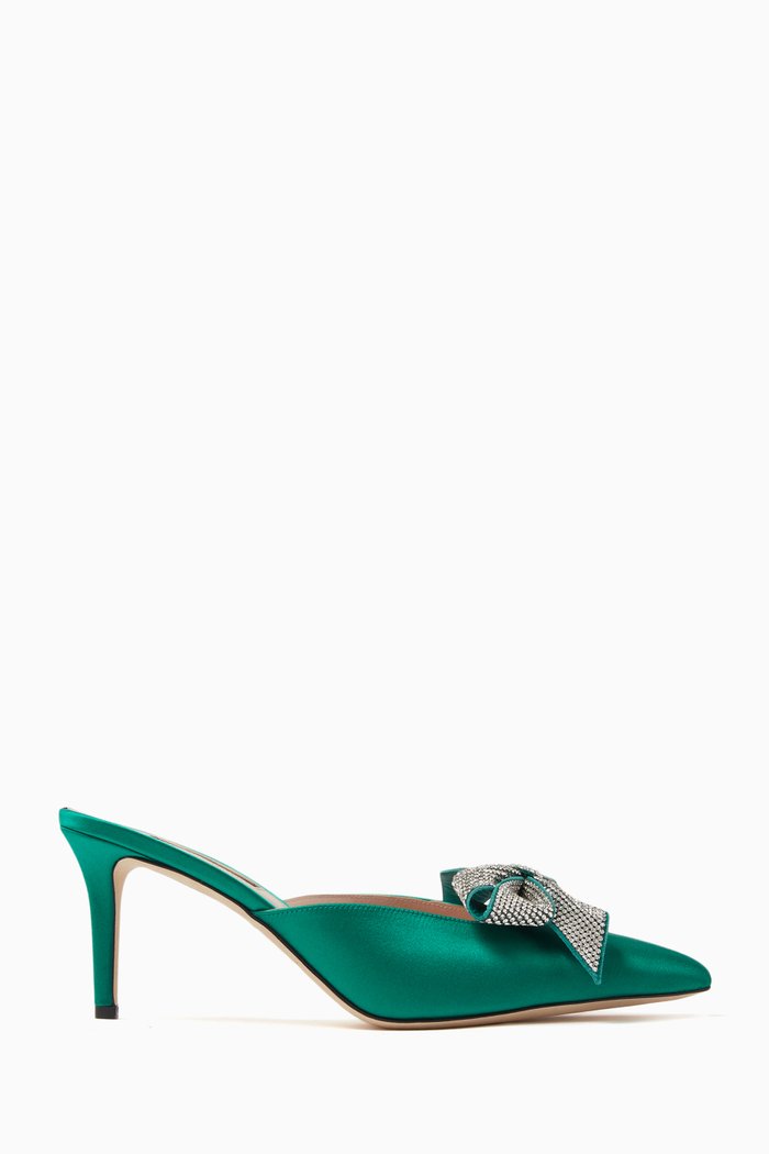 

Paley 70 Mules in Satin, Green