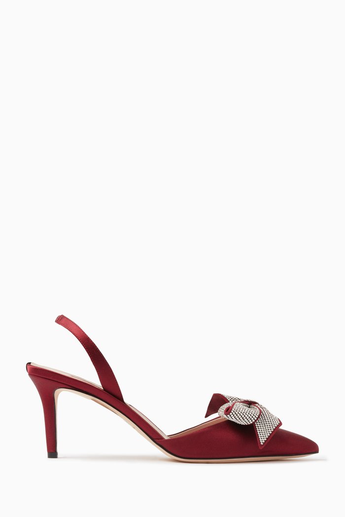 

Emmanuel 70 Slingback Sandals in Satin, Burgundy