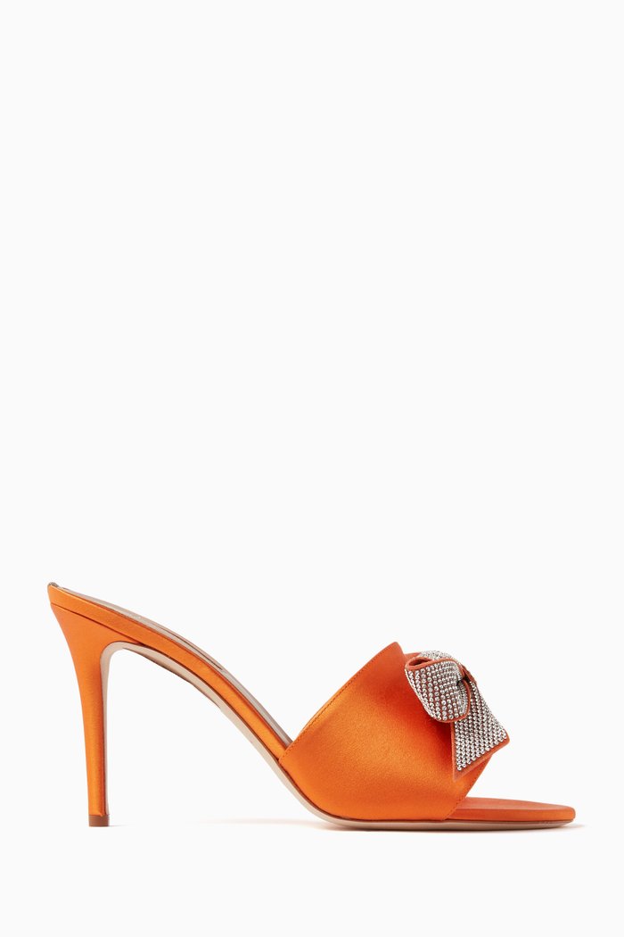 Amna 90 Mules in Satin, Orange