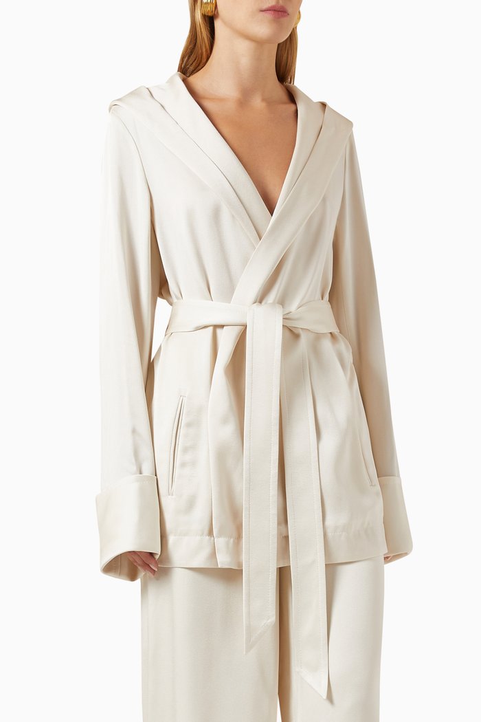 

Hooded Jacket in Crepe, White
