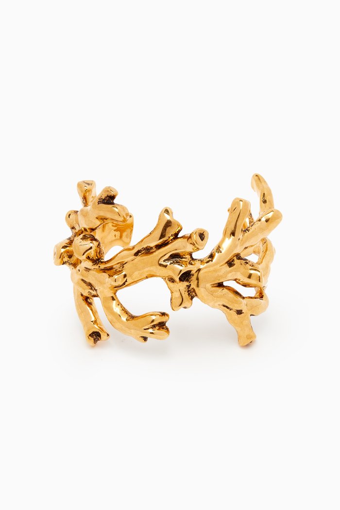 

Oversize Coral Cuff in Metal, Gold