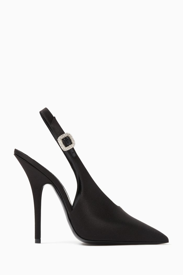 

Yasmeen 115 Slingback Pumps in Silk Satin, Black