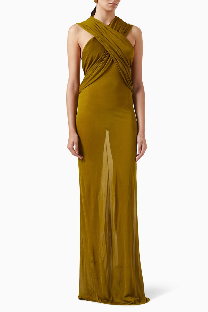 

Hooded Dress in Crepe Jersey, Green