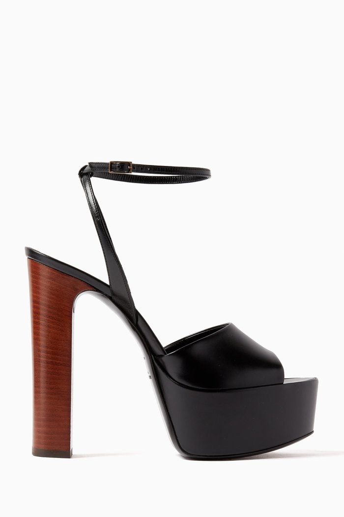 

Jodie Platform Sandals in Leather, Black