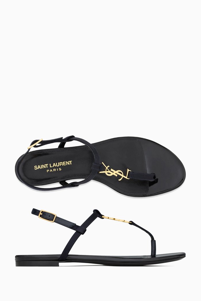 

Cassandra Flat Sandals in Silk Satin, Blue