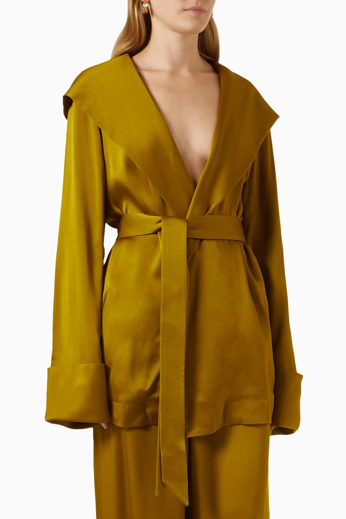 

Hooded Jacket in Crepe, Green