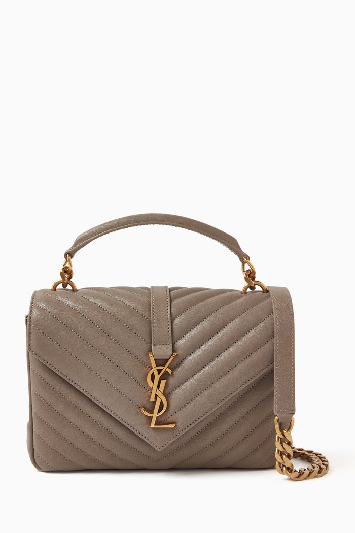 

Medium College Bag in Quilted Leather, Brown