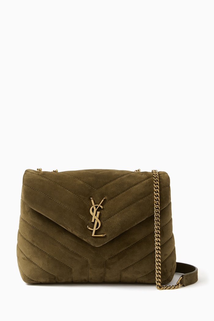 

Small Loulou Bag in Quilted "Y" Suede, Green