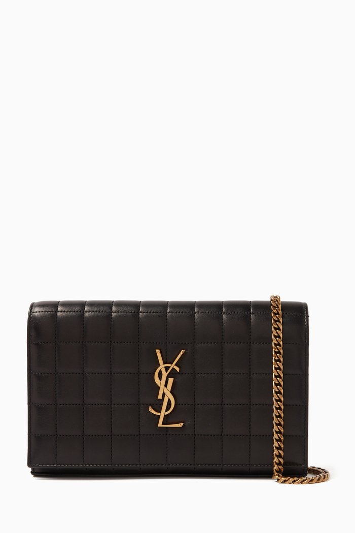 

Cassandre Chain Wallet in Matelassé Carré Leather, Black