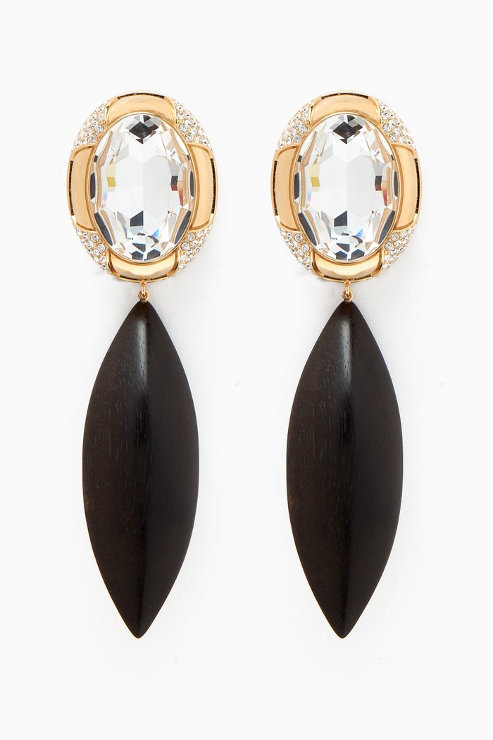 

Pendant Earrings in Bamboo & Rhinestone, Brown