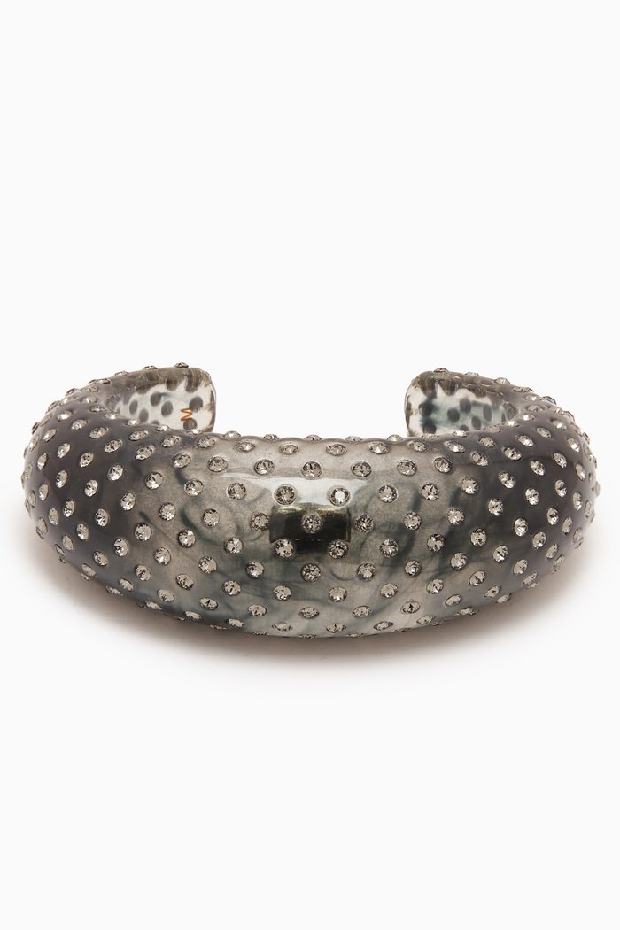

Moon Rhinestone Cuff in Metal, Grey