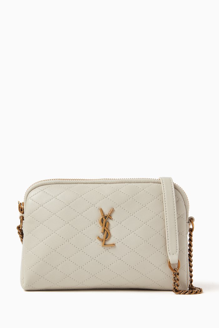 

Gabby Zip Pouch in Quilted Leather, White