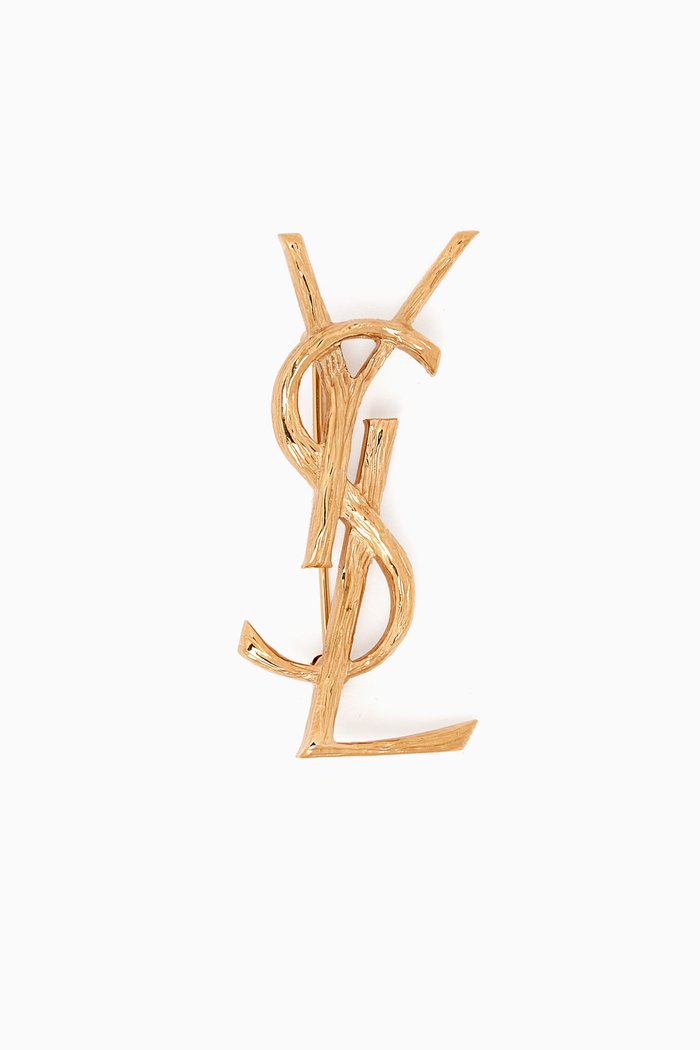 

Opyum YSL Brooch in Textured Metal, Gold