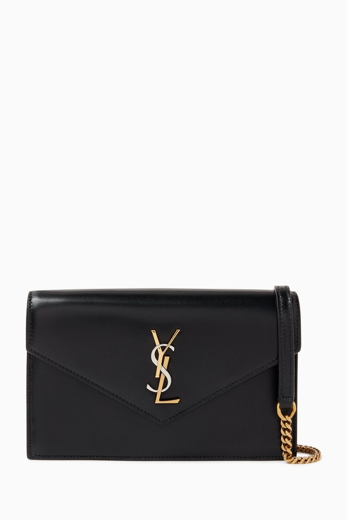 Cassandre Envelope Chain Wallet in Smooth Leather, Black