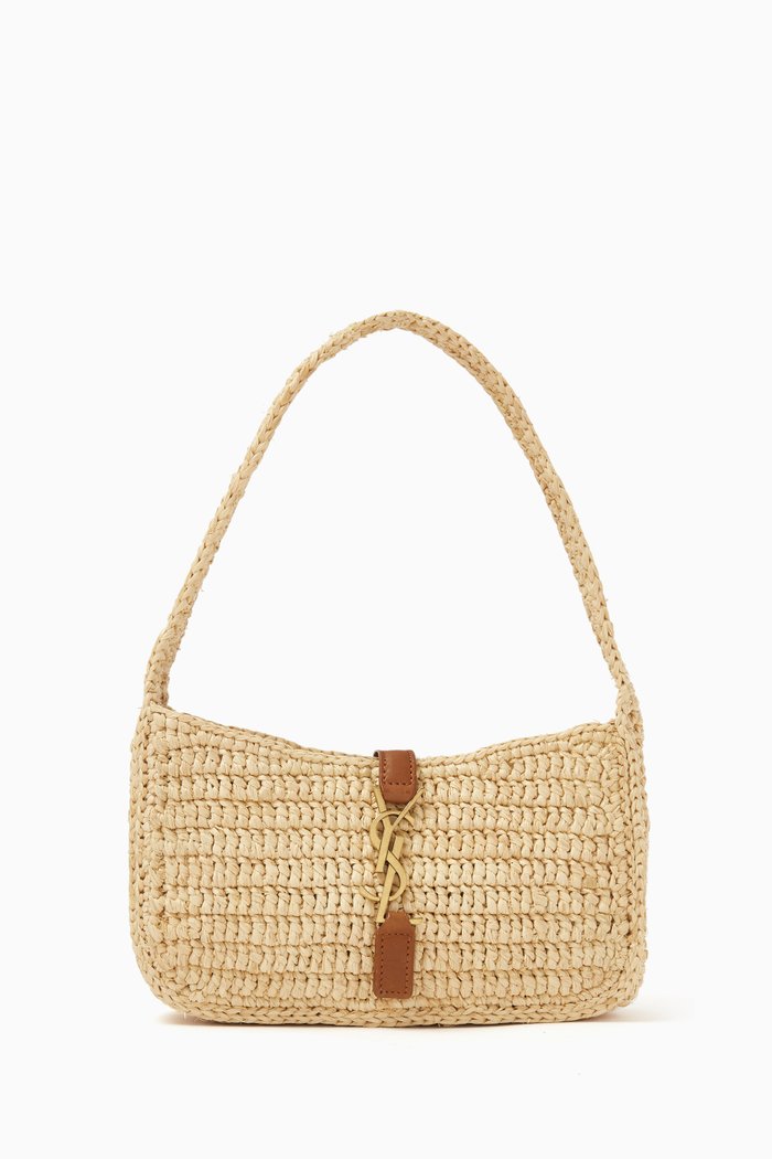 

Mini Le 5 à 7 Hobo Shoulder Bag in Woven Raffia, Neutral