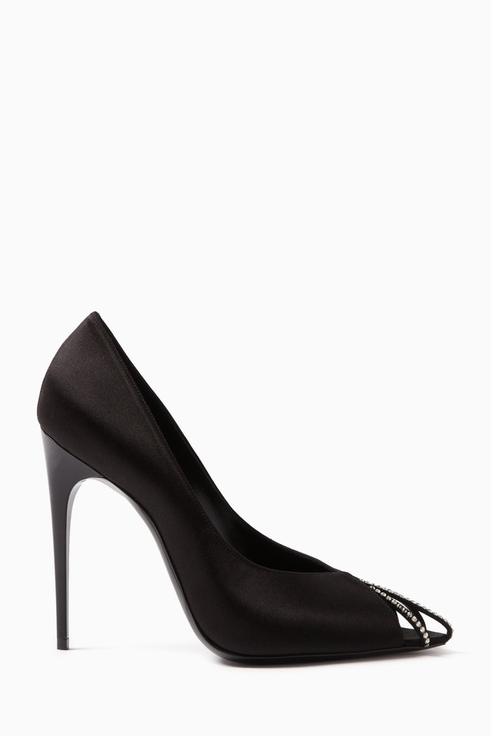 

Alix Rhinestone Pumps in Silk-satin, Black