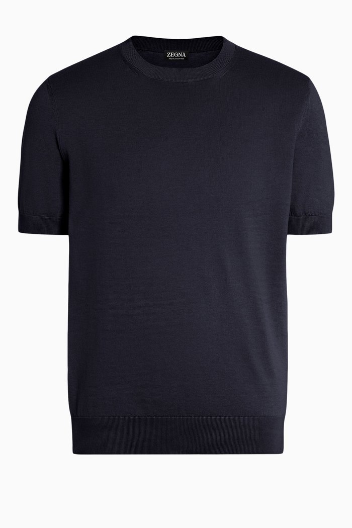 

Premium Short-sleeve T-shirt in Cotton-knit, Blue