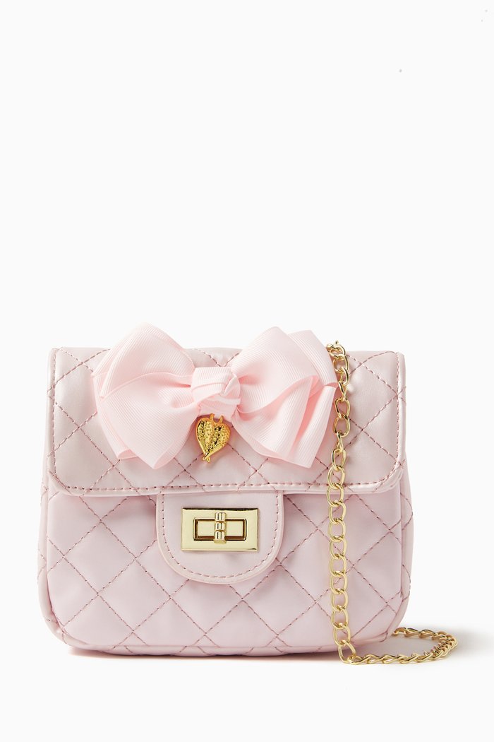 

Skyla Quilted Crossbody Bag in Faux Leather, Pink