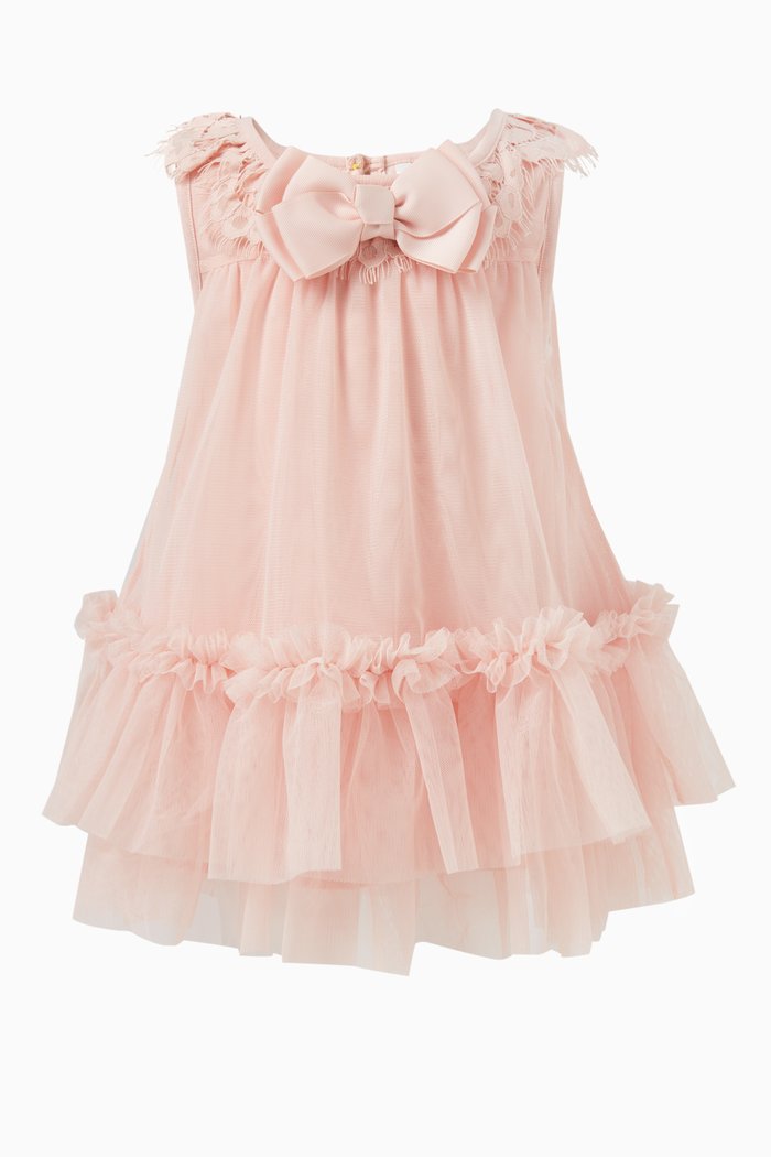 

Faria Bow-applique Volume Dress in Polyester, Pink