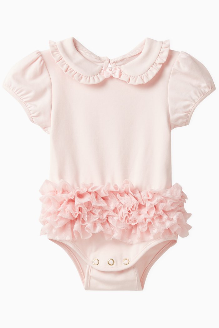 

Gwyneth Ruffle Bodysuit in Cotton, Pink