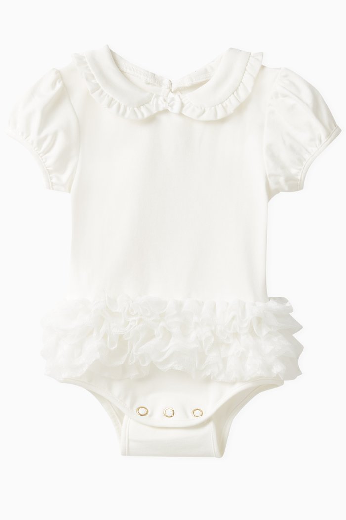 

Gwyneth Ruffle Bodysuit in Cotton, White