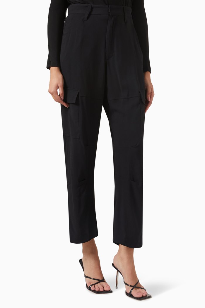 

Morgan Cargo Pants in Viscose, Black