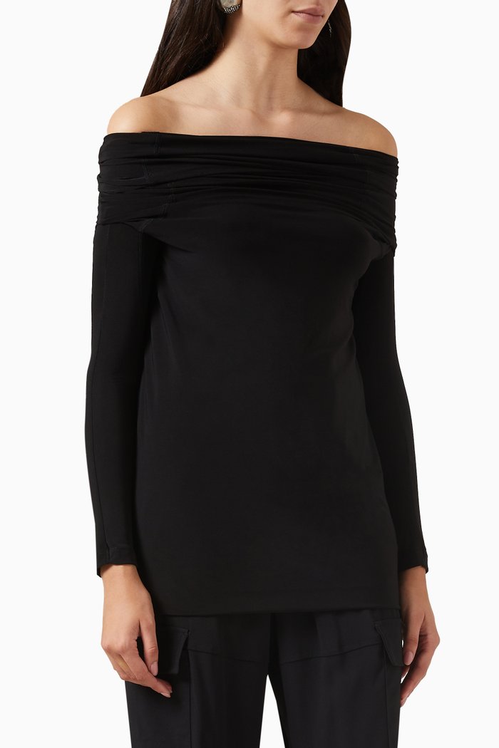

Anne Off-shoulder Top in Stretch-jersey, Black