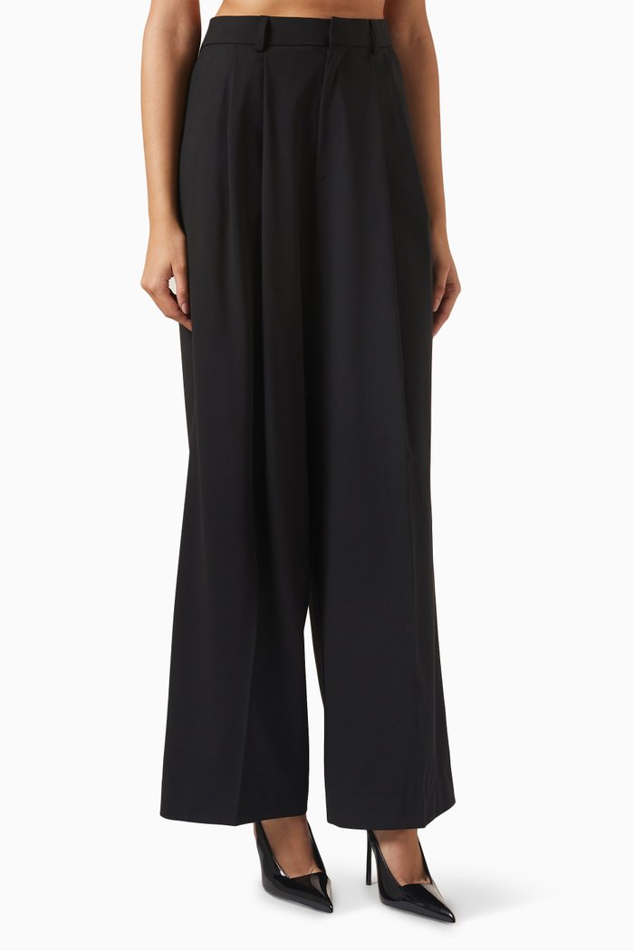 

Alex Wide Pants in Virgin Wool, Black