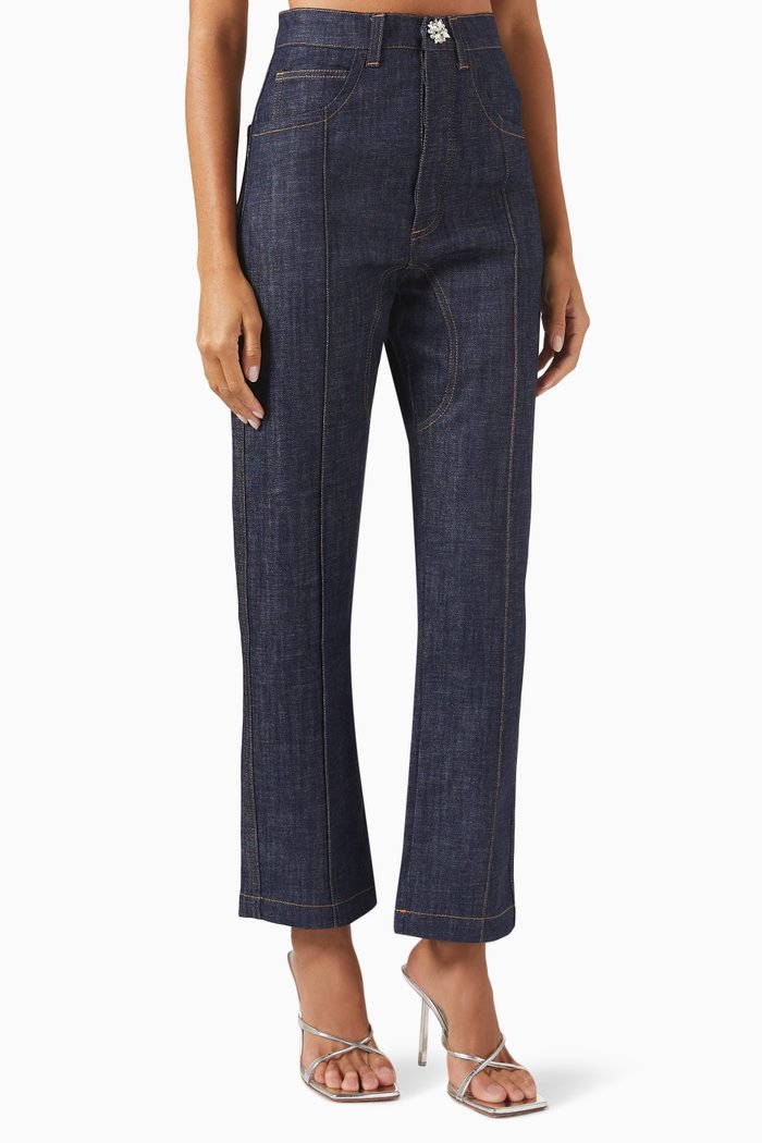 Cropped Jeans in Denim, Black